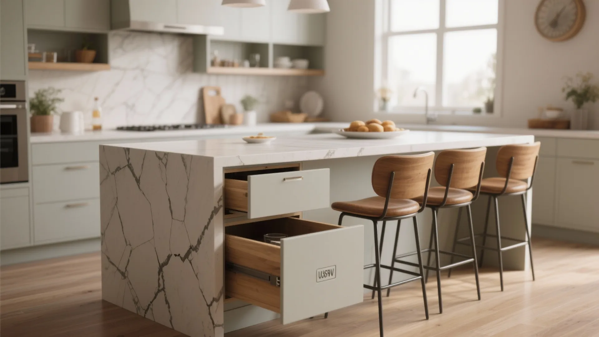 3. Breakfast Bar with Hidden Storage