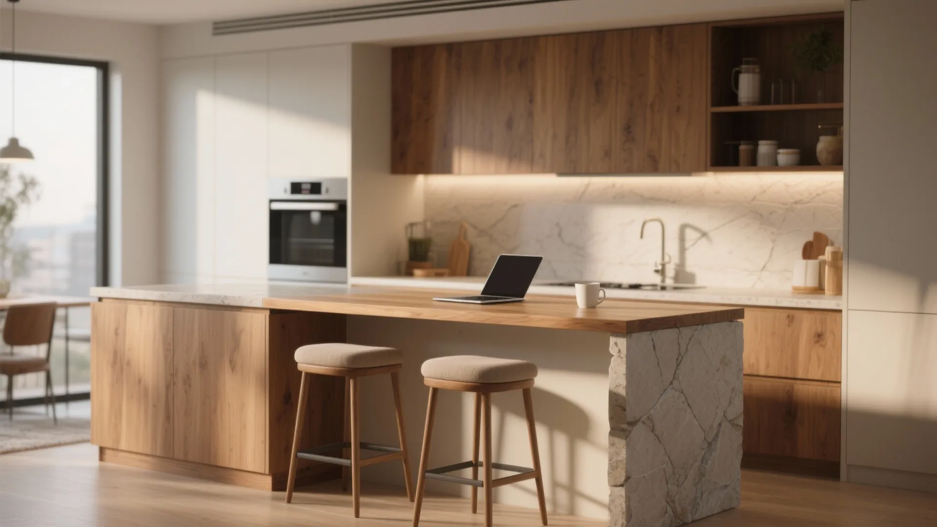 Half Wall with Built-in Breakfast Bar