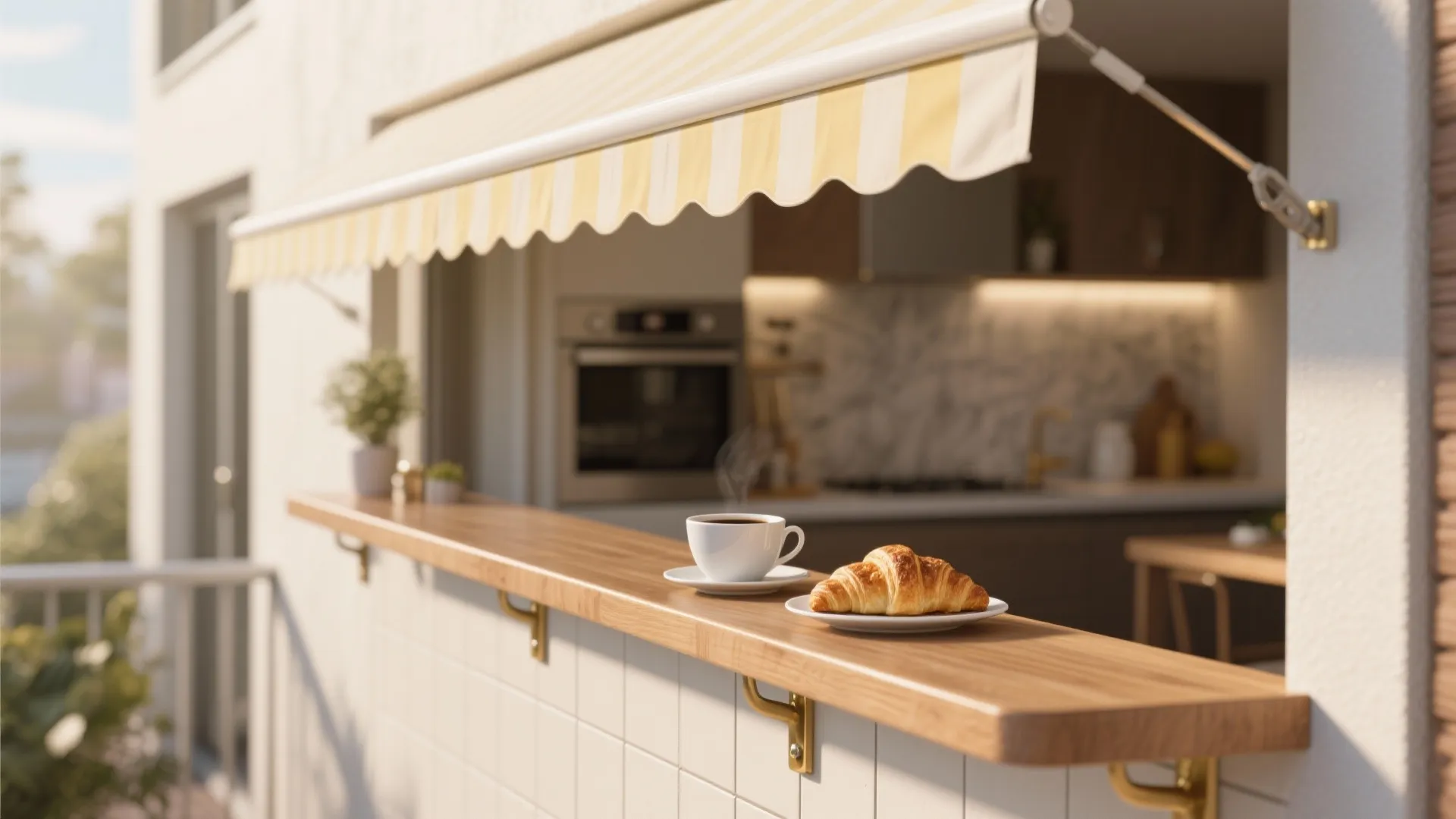 Breakfast Balcony Off a Compact Kitchen