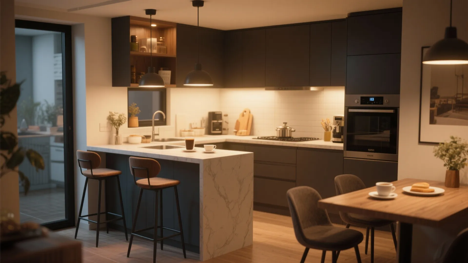 9. Extended Counter as Breakfast Nook