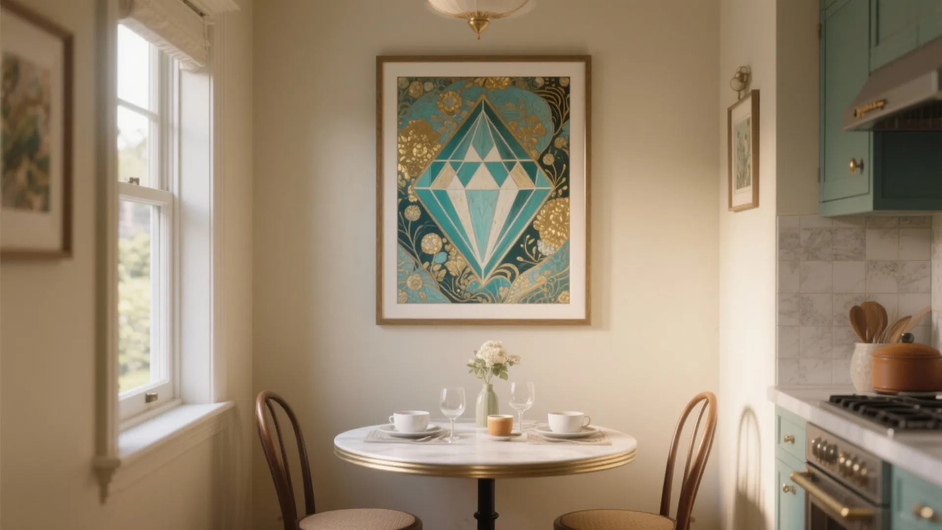 3. Turn it into a standout over a compact breakfast nook