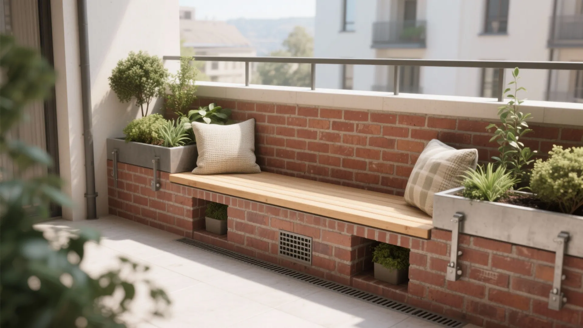 Brick Planters and a Built-in Bench