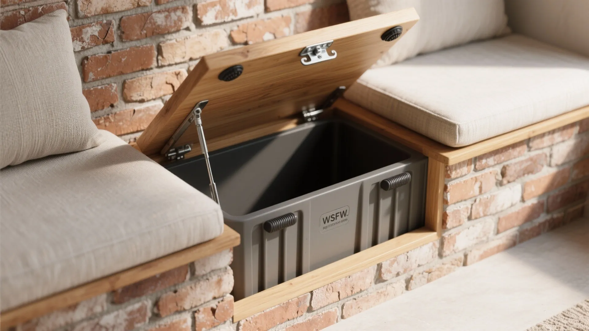 Built-In Brick Bench With Hidden Storage