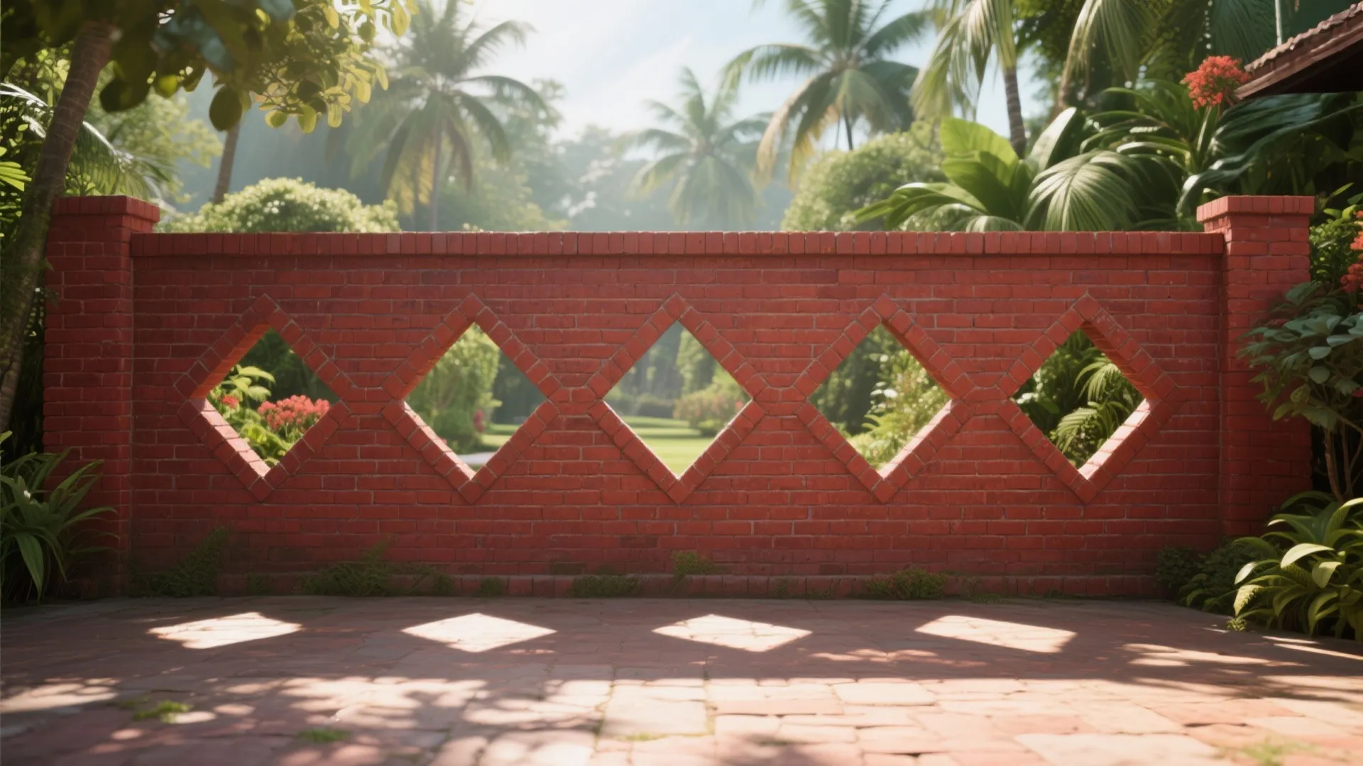 Brickwork with Geometric Cutouts