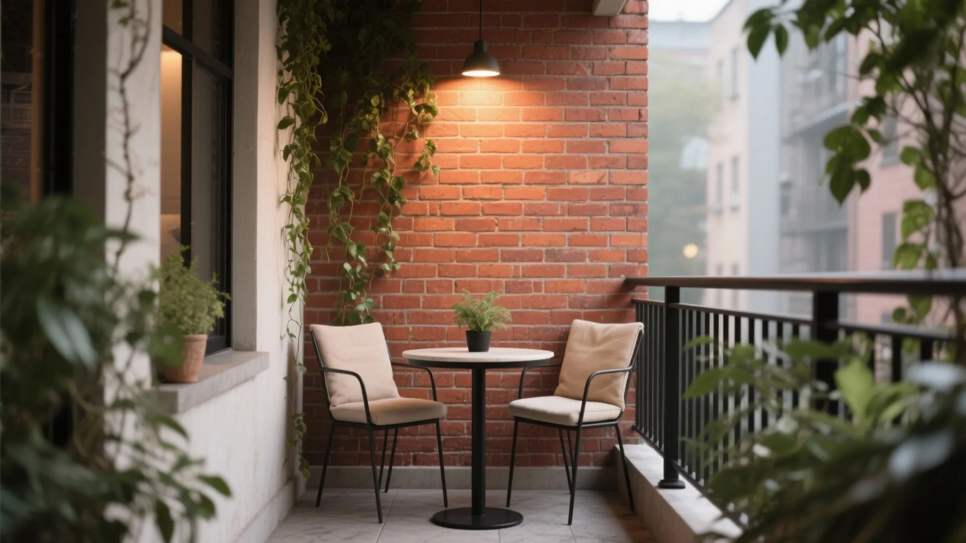 Exposed Brick Balcony Feature Wall