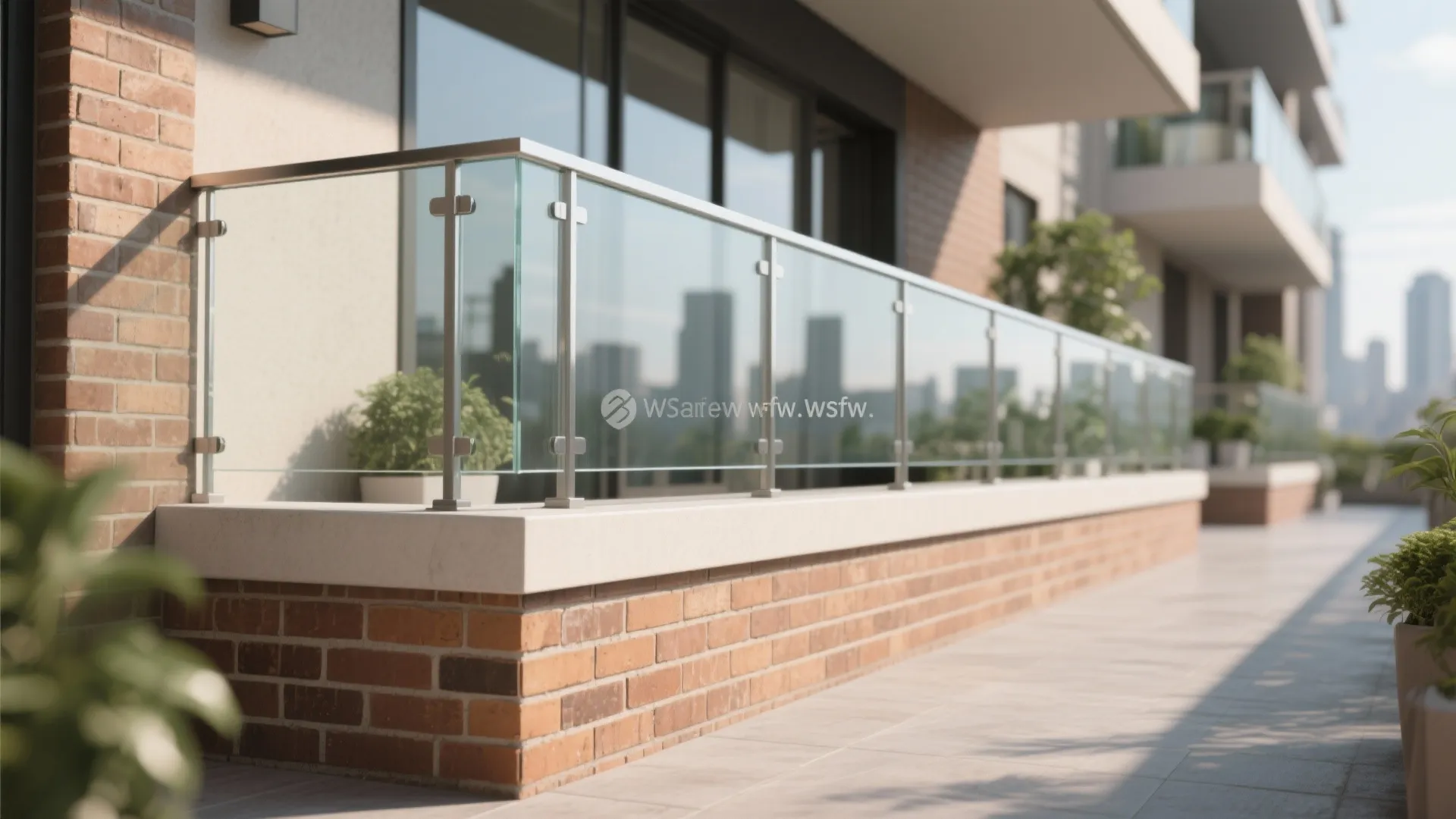 Half-Height Brick Wall + Glass Top Rail