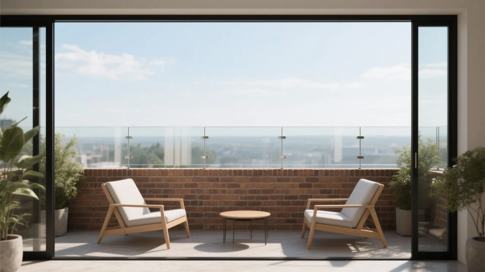 Brick Half-Wall + Glass Guard for Airy Views