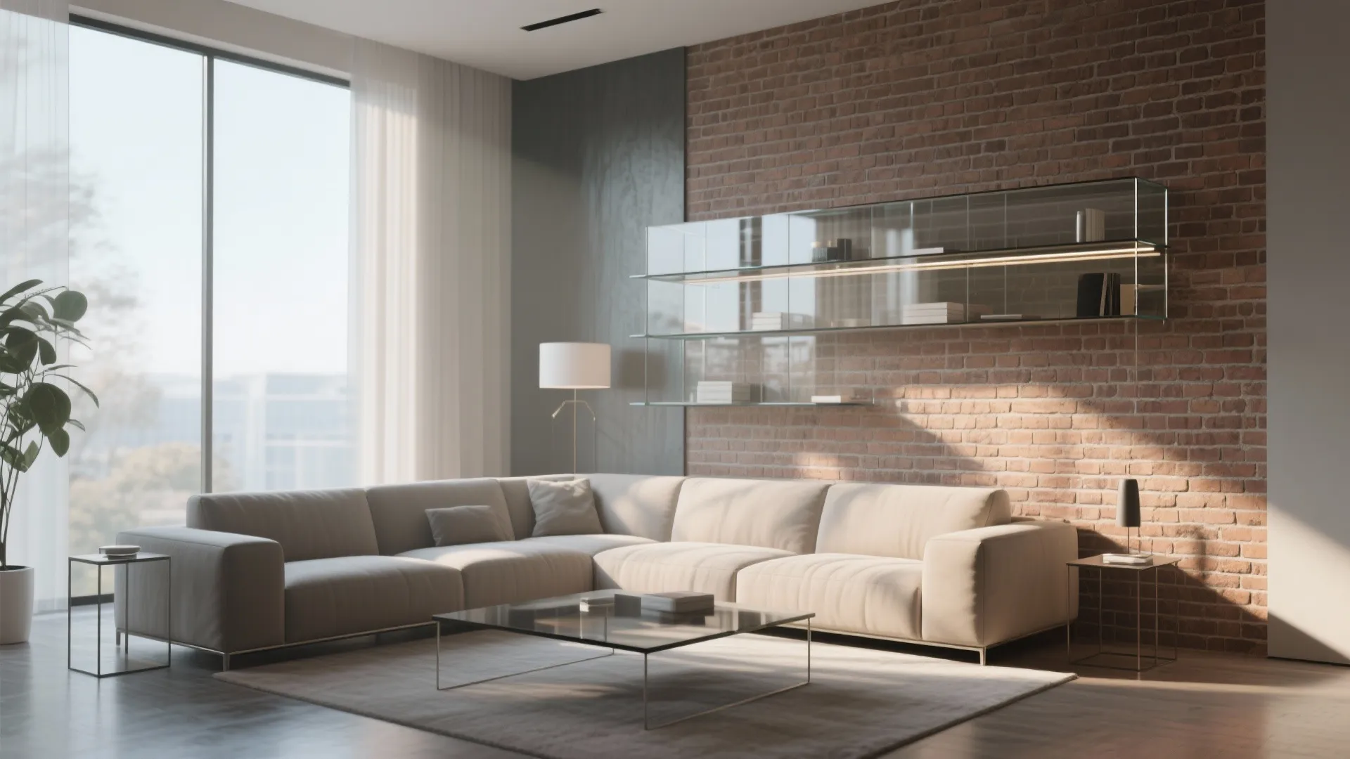 7. Modern Contrast with Glass Elements