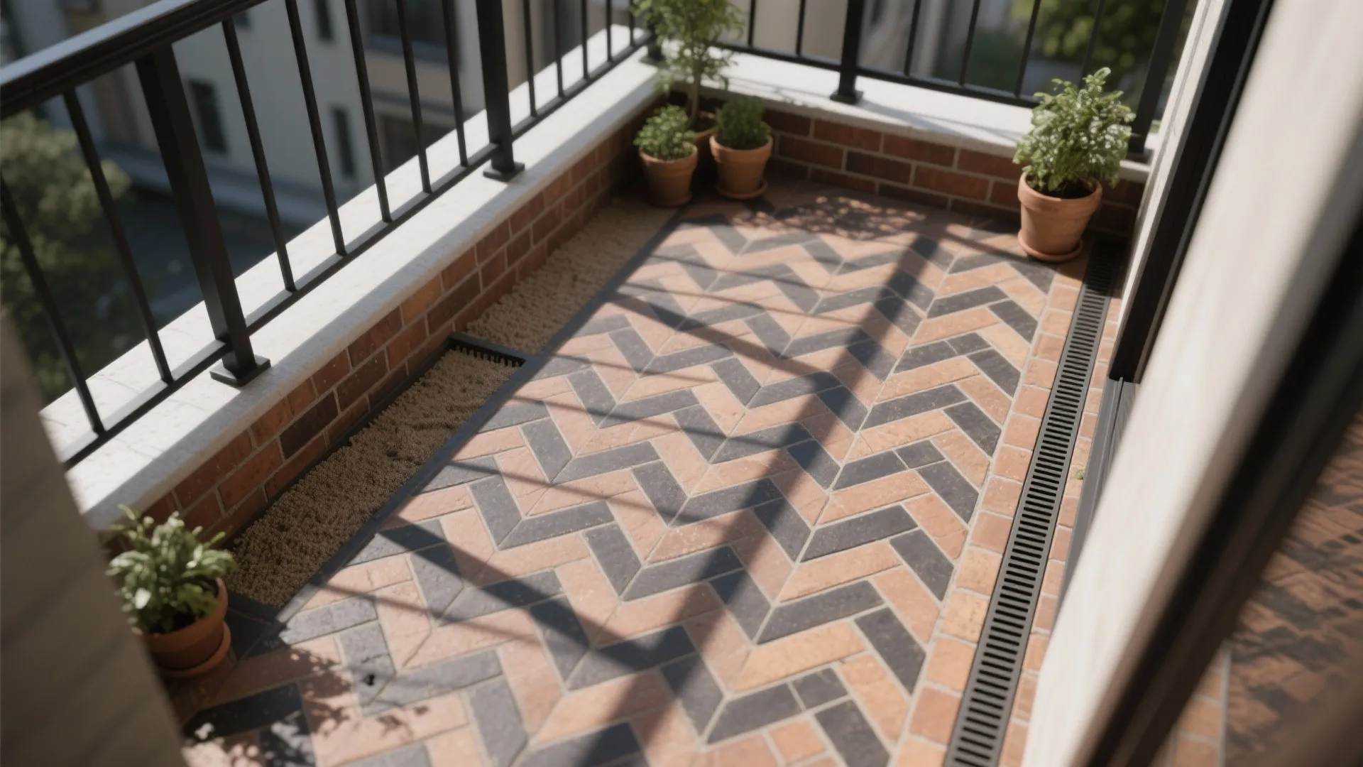 Brick Flooring Patterns for Small Balconies