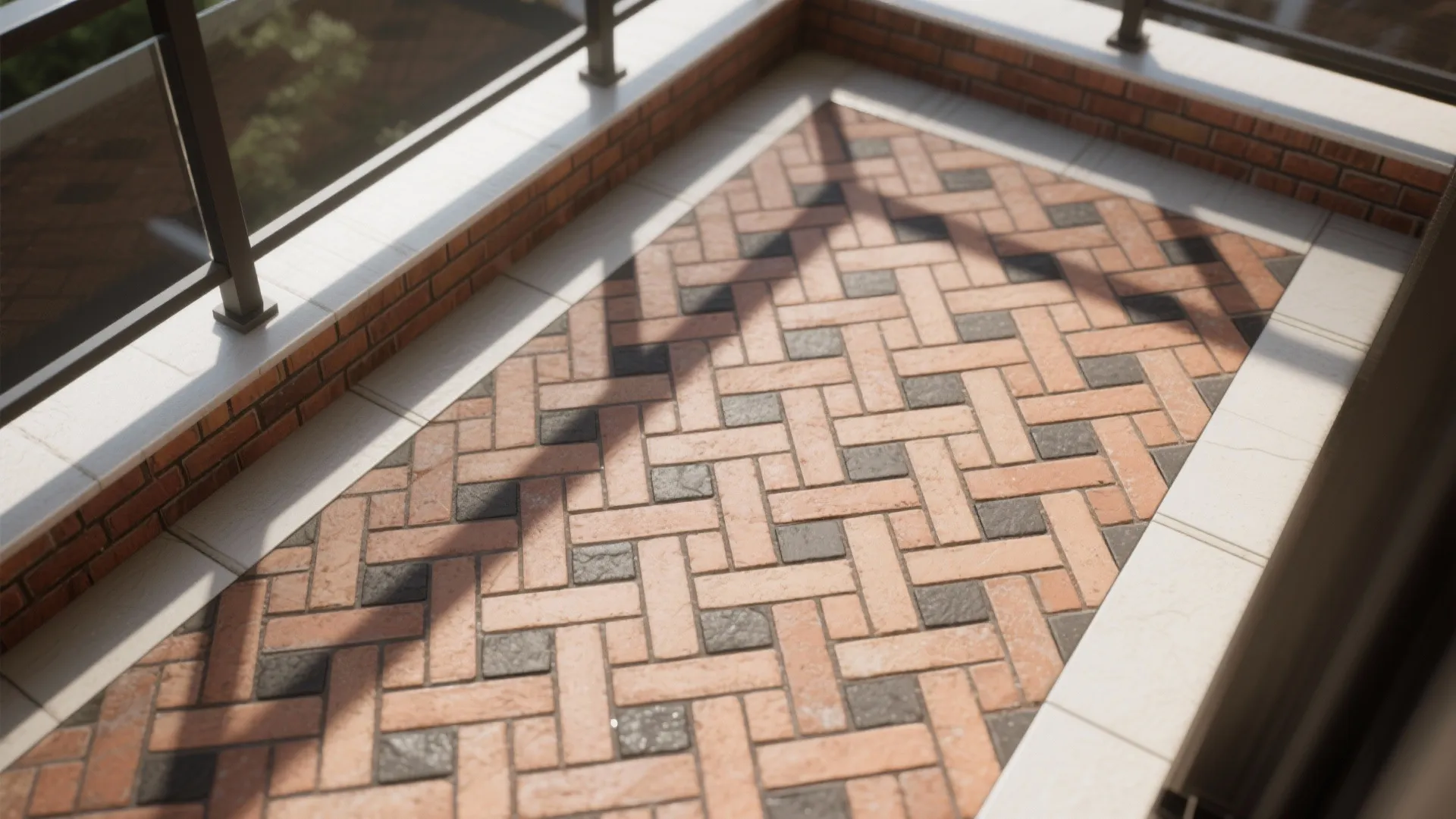 Herringbone Brick Paver Floor