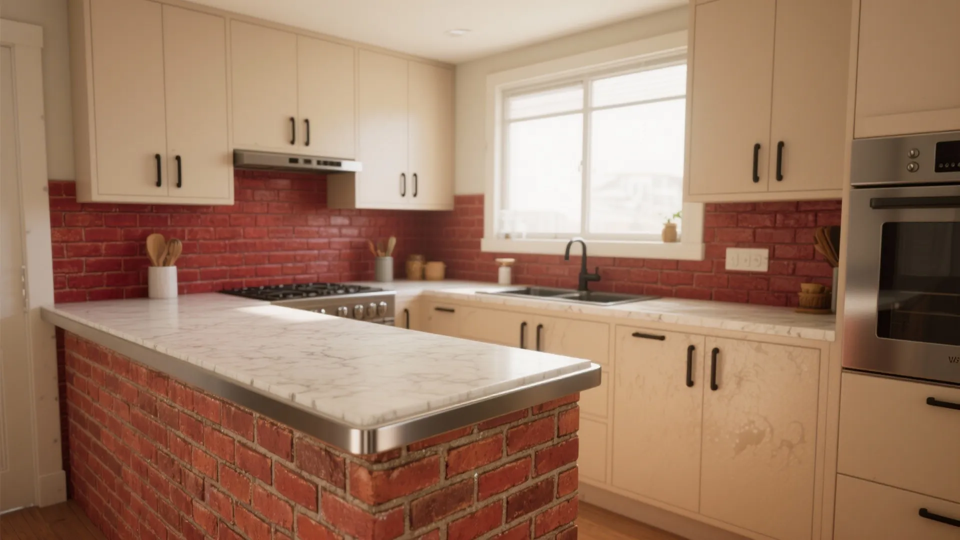 Idea 3: Kitchen moments—brick backsplash or island base
