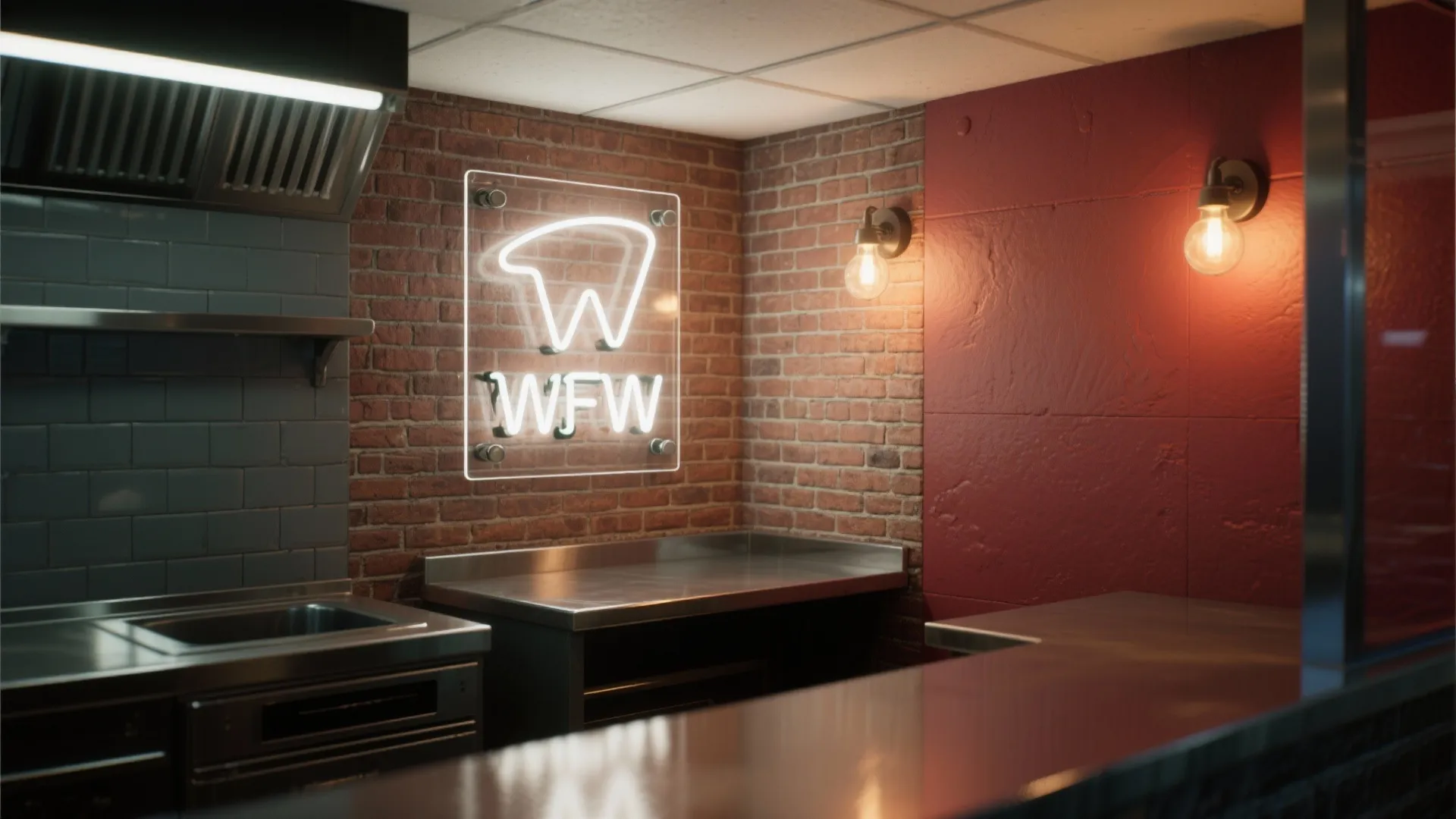 Brick + Neon Statement Wall