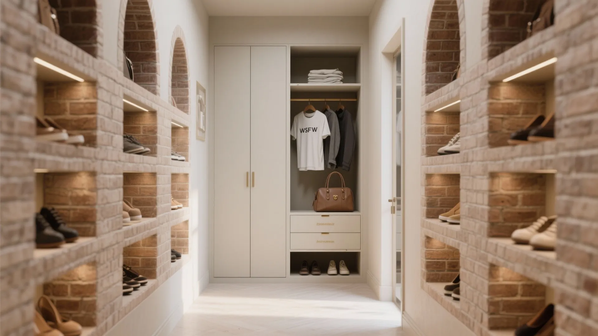 Recessed Niches: Built-in Almirah in Brick Bays