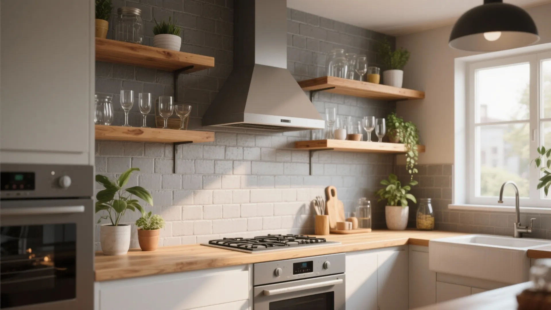 6. Brick with Open Shelving