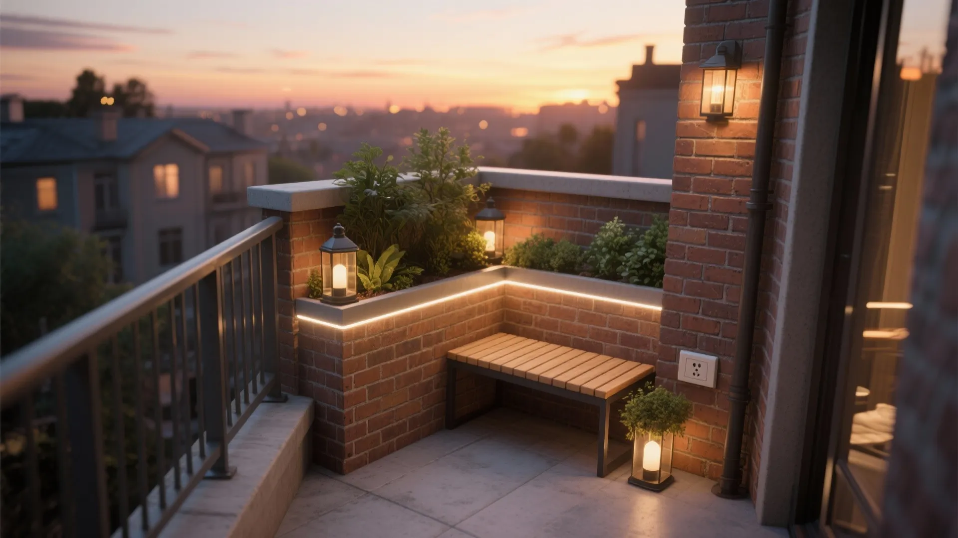 Brick Planters and Benches that Double as Storage