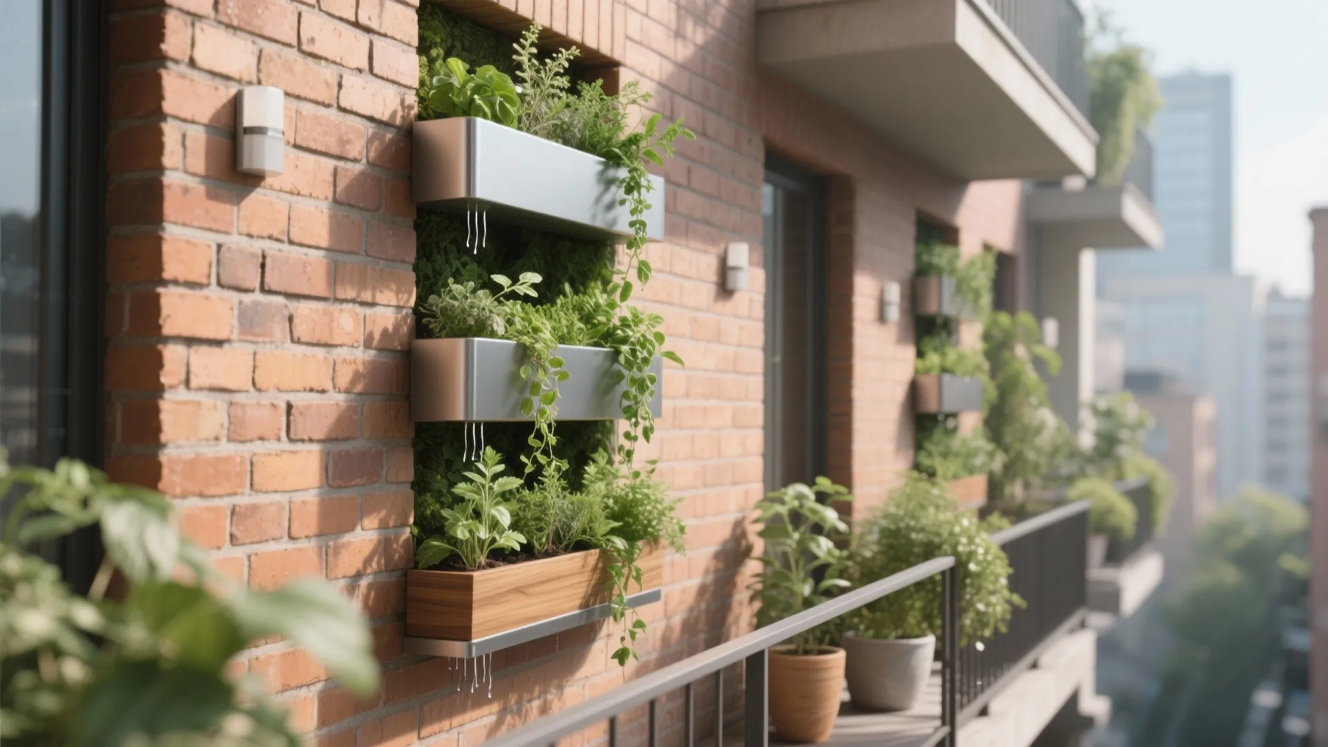 Integrated Planter Ledges in Brick Niches