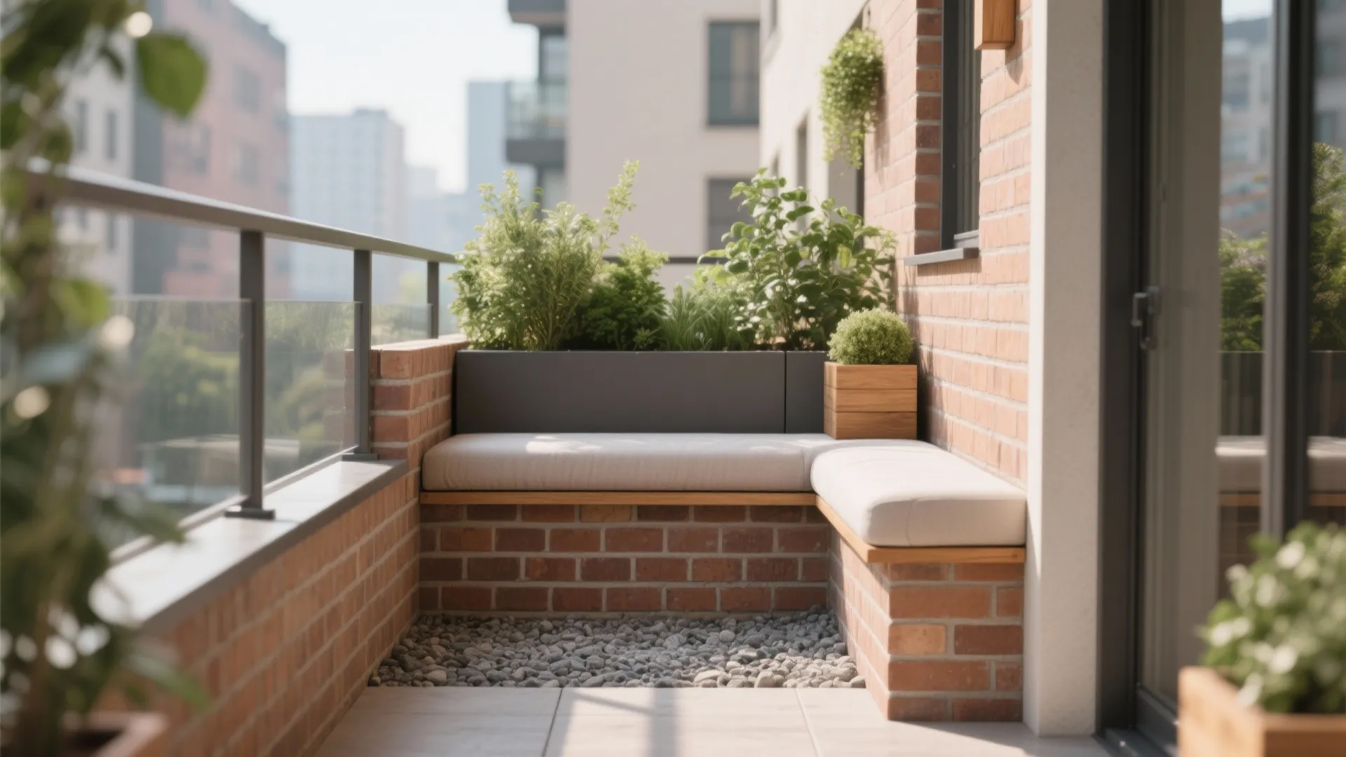 Brick Planter Ledges and Integrated Seating