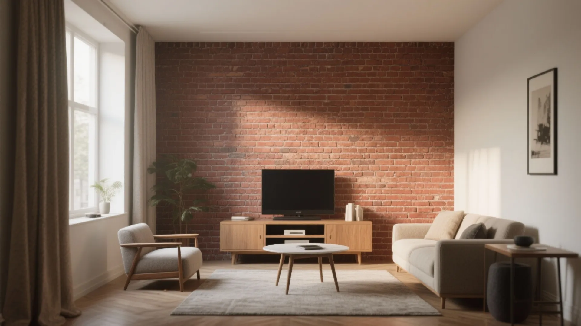 Exposed Brick Feature Wall, Styled for Scale