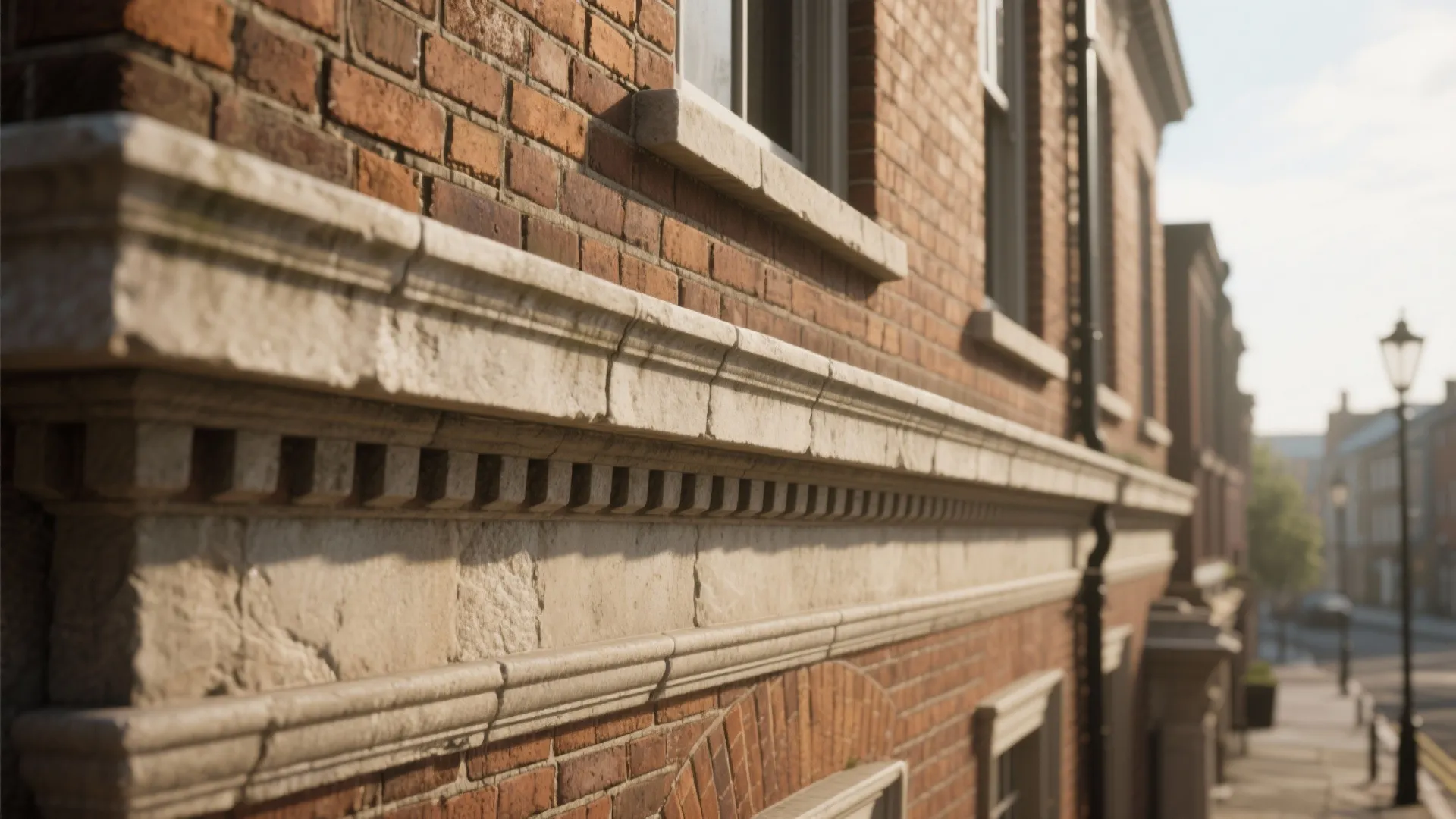 Masonry Character: Brick Parapet with Stone Coping