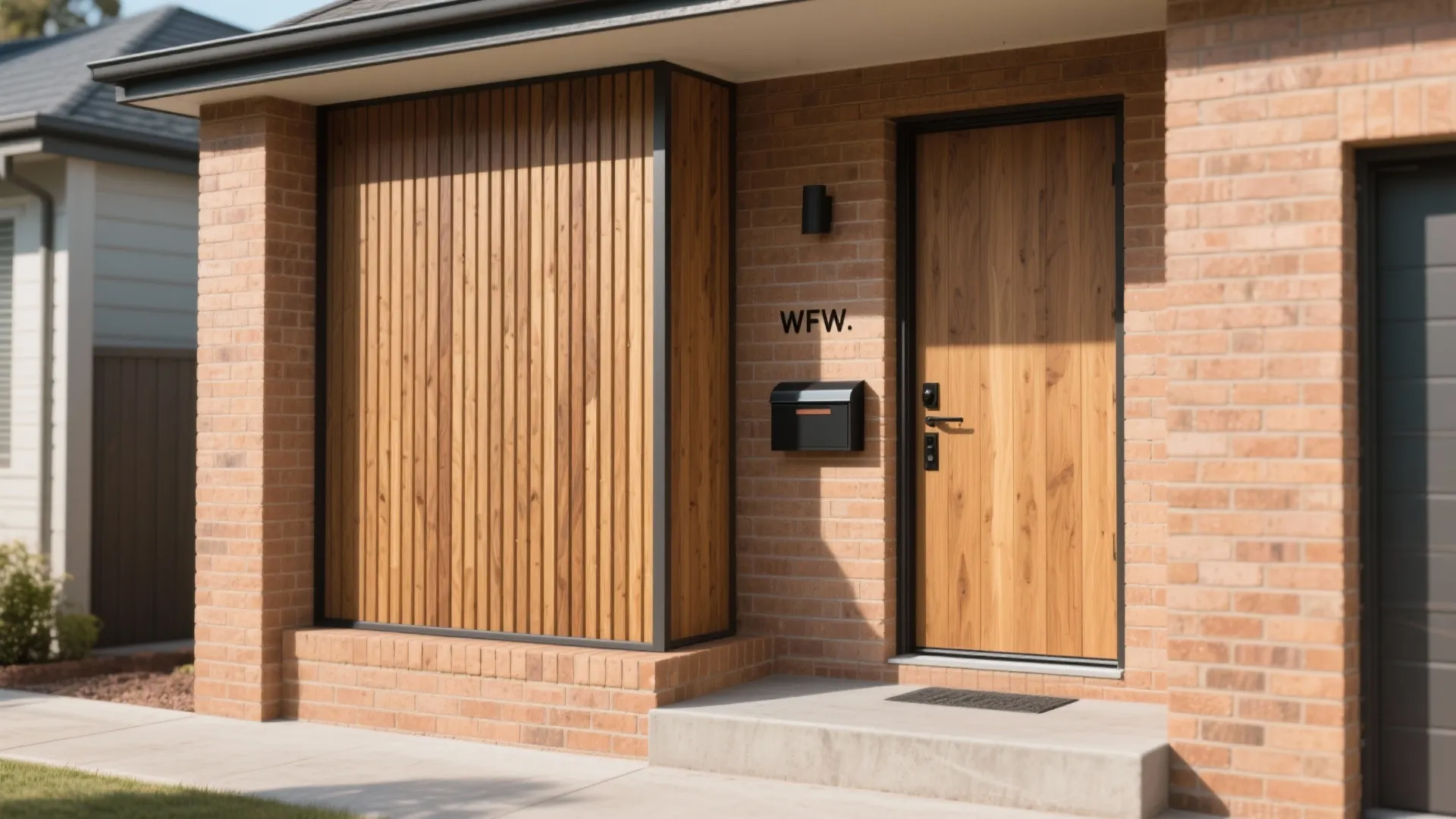 Brick + Timber Accents at Entry