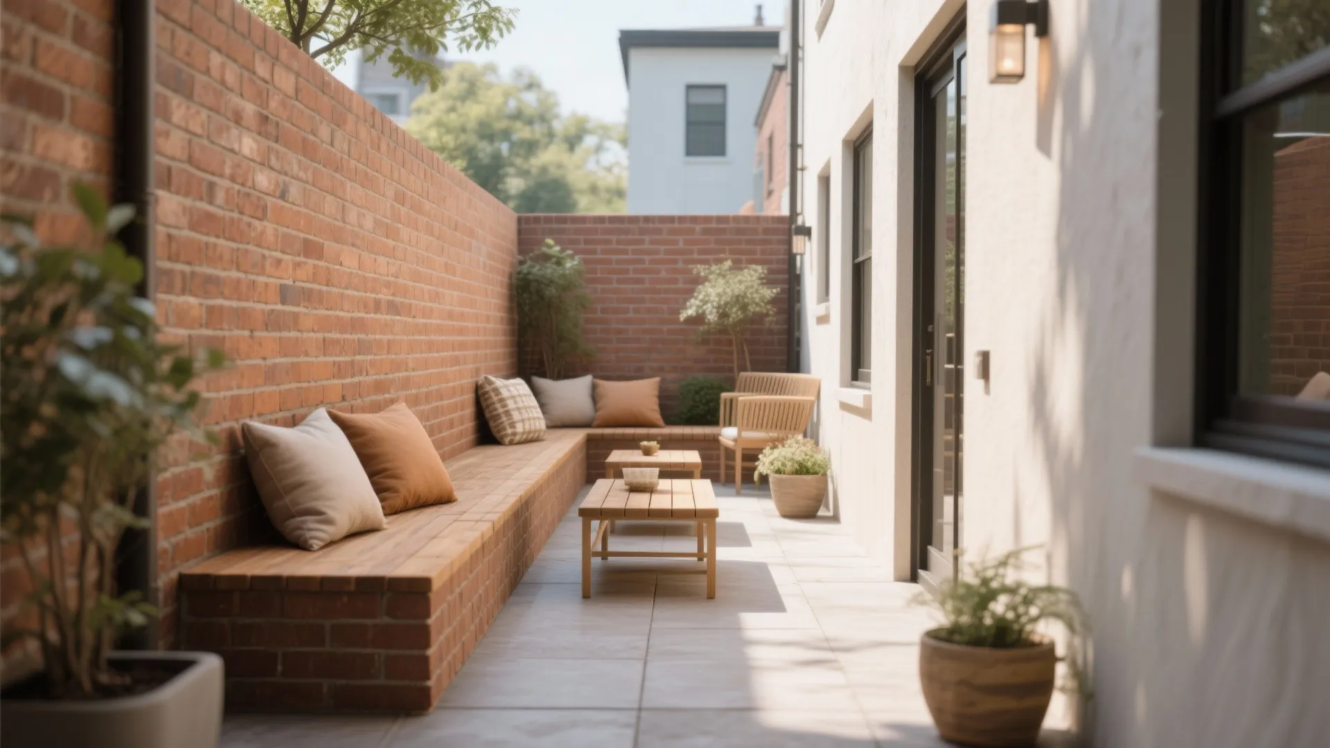 Brick Wall with Integrated Seating