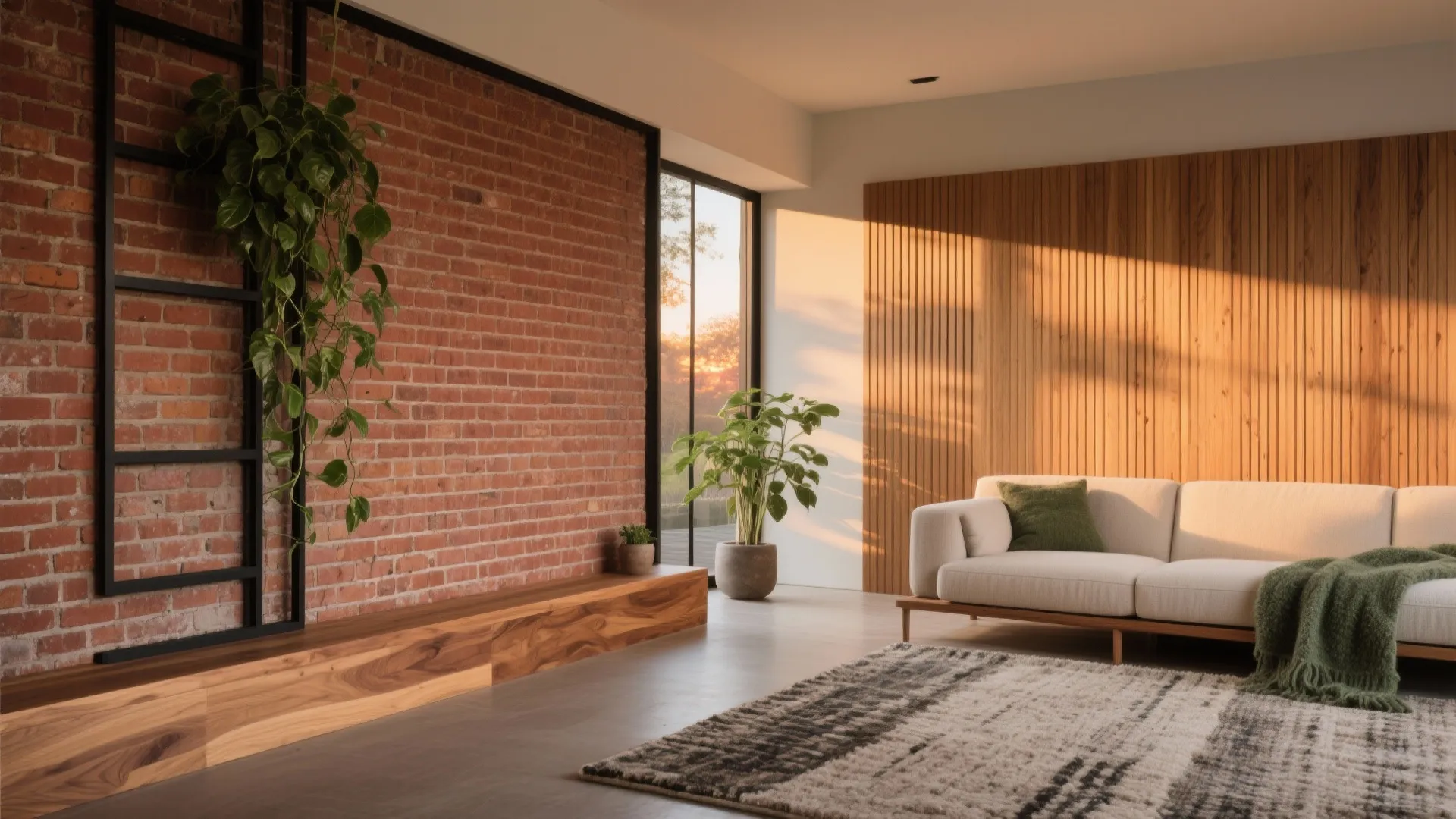 Brick + Wood: Warm Contrast and Balance