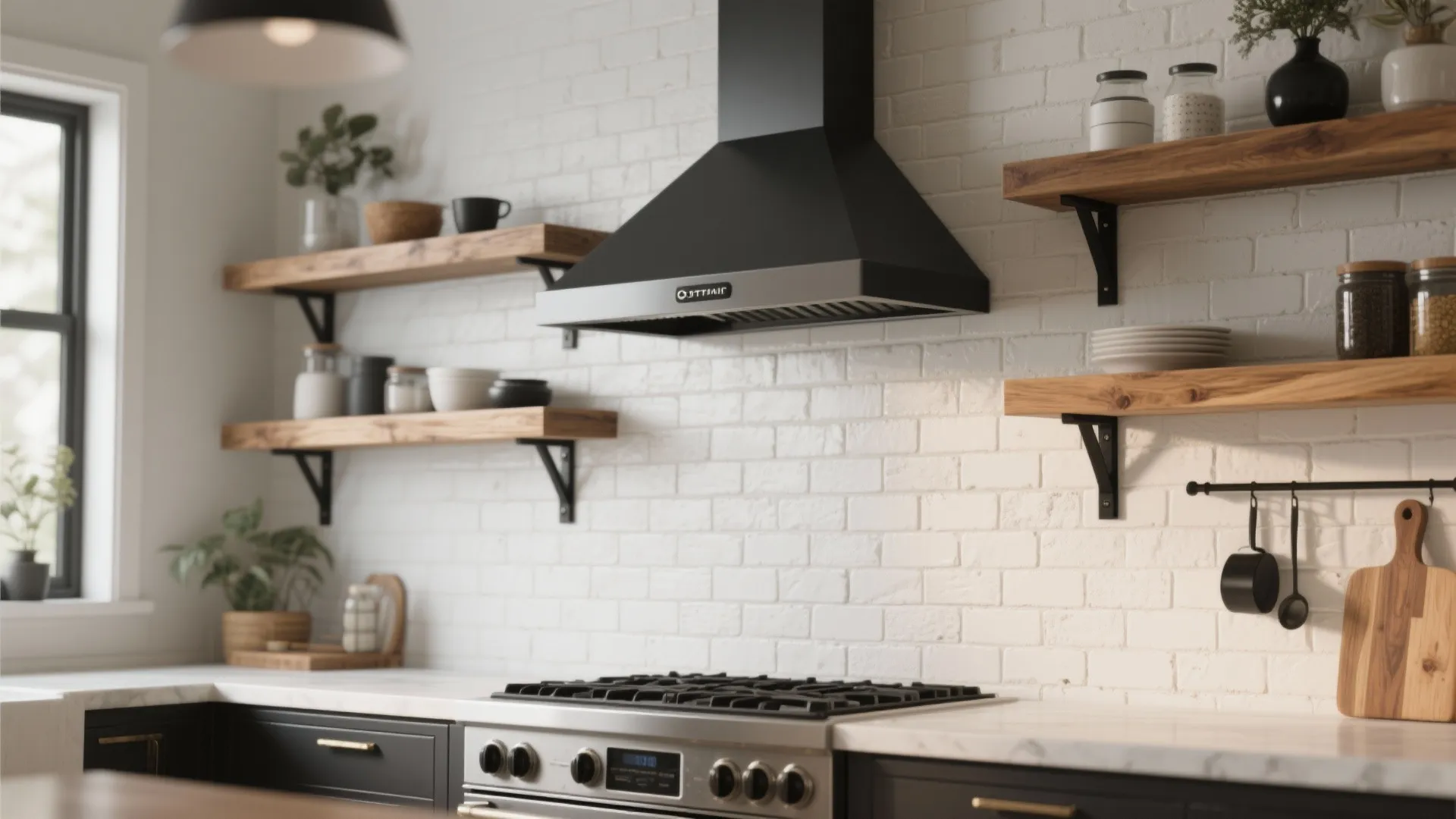 5. White brick combined with contrasting materials