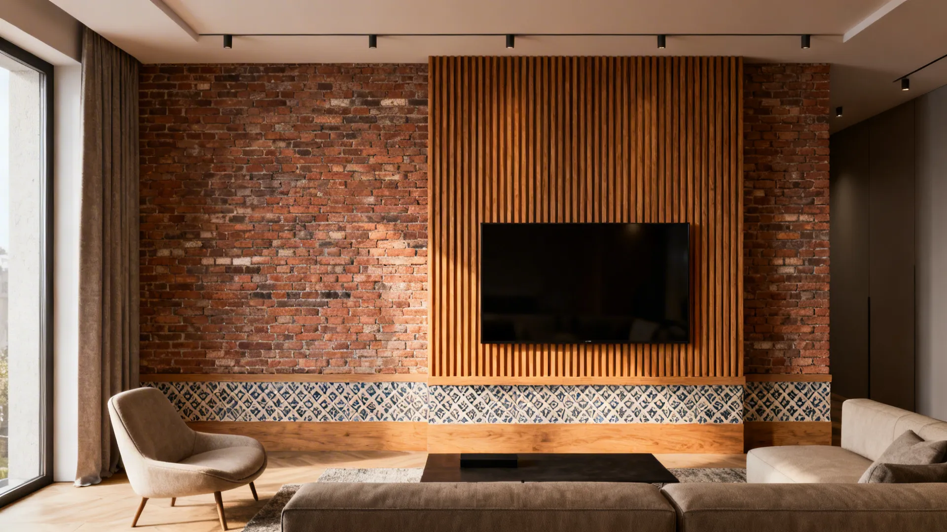 5. Mix Materials: Brick with Wood or Tile Accents