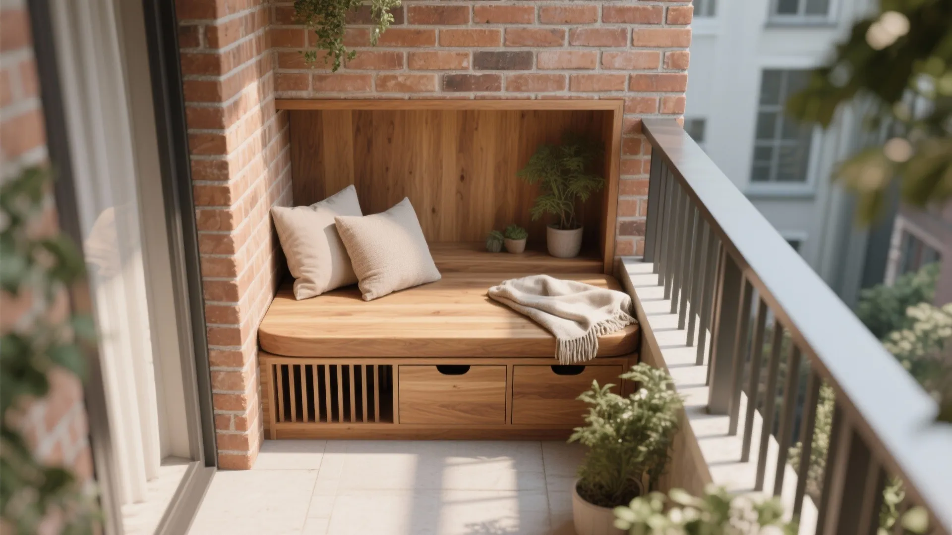 Brick + Wood Seating Niche
