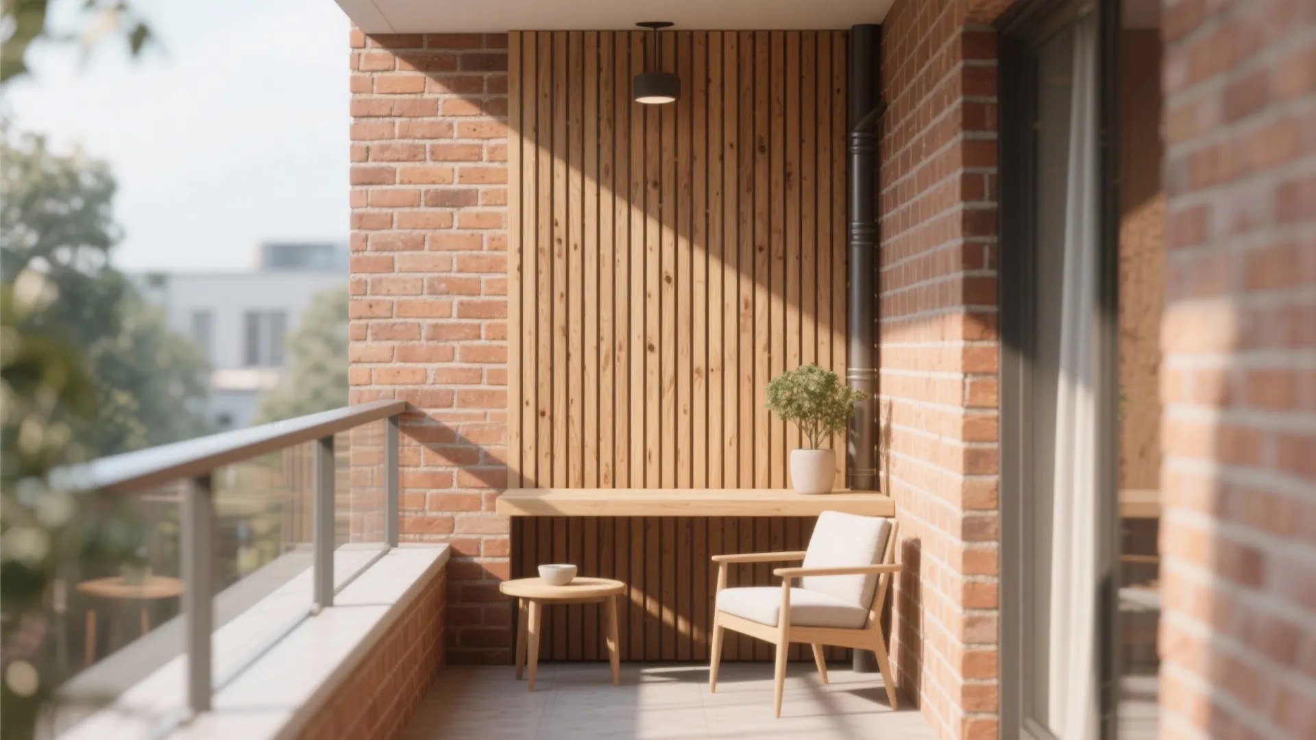 Mixed Materials: Brick with Timber Slats