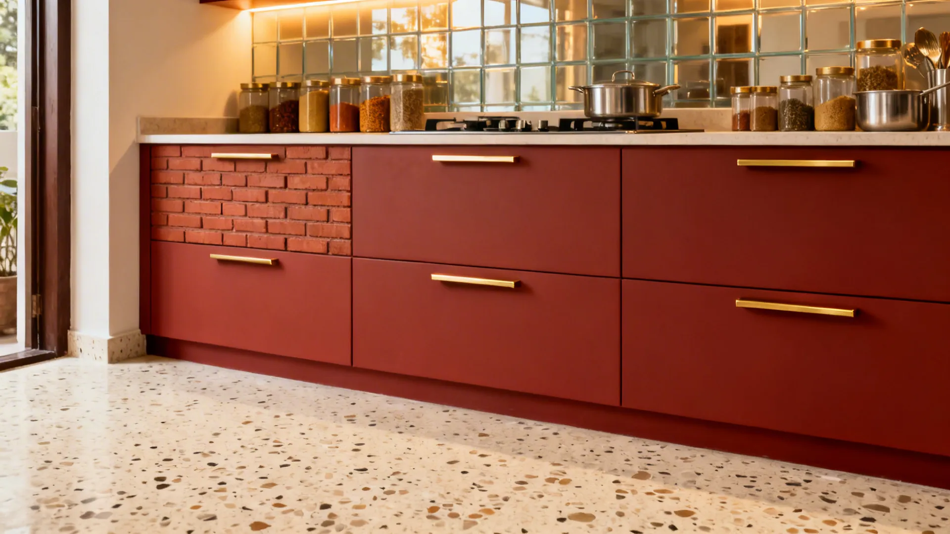 Matte Brick Red With Satin Brass Details
