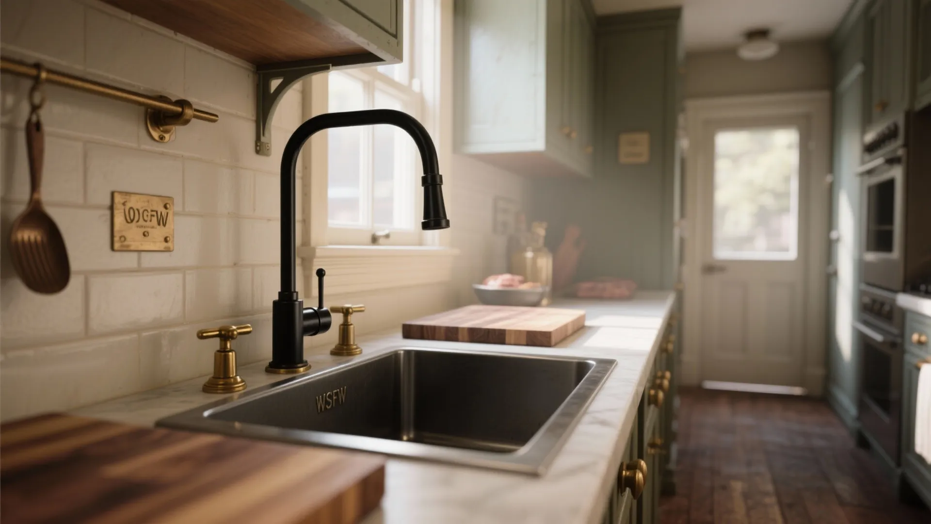 3. Black bridge faucet for vintage character