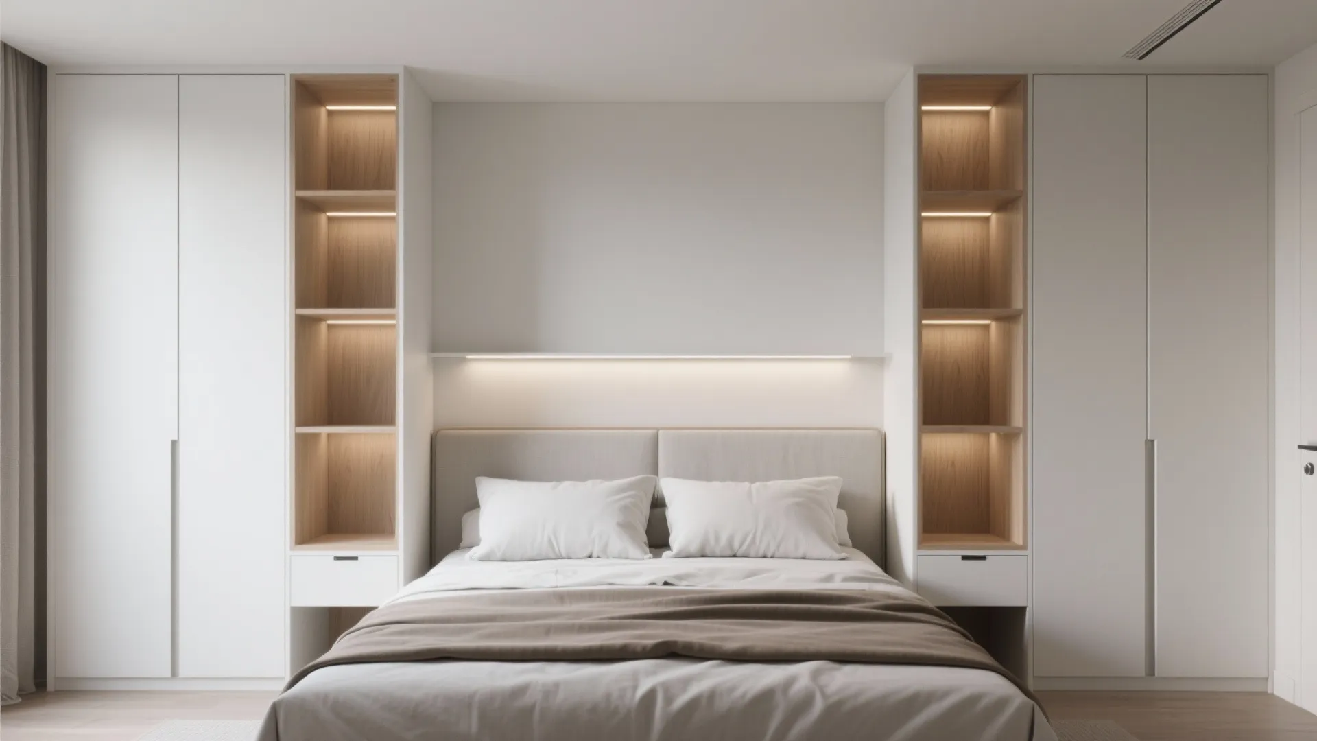 Built-In Headboard Wall (Bridge) Around a King Frame