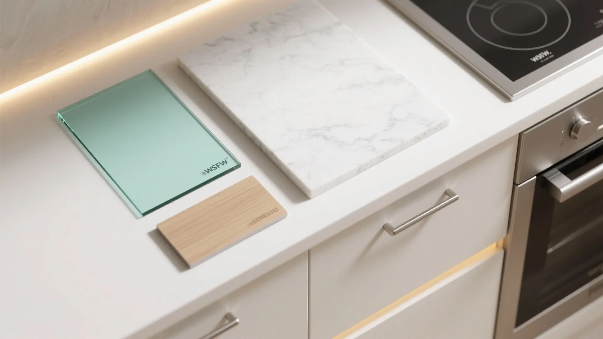 Glass backsplash for a brighter, easy-clean surface