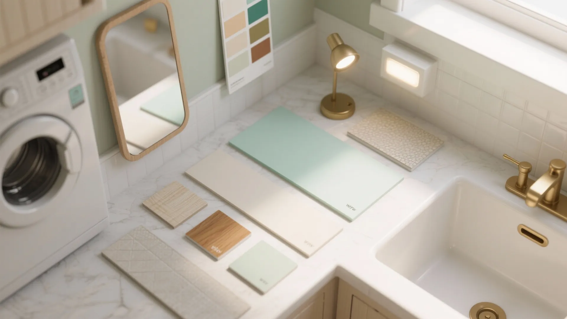 5. Bright Finishes, Mirrors, and Smart Lighting