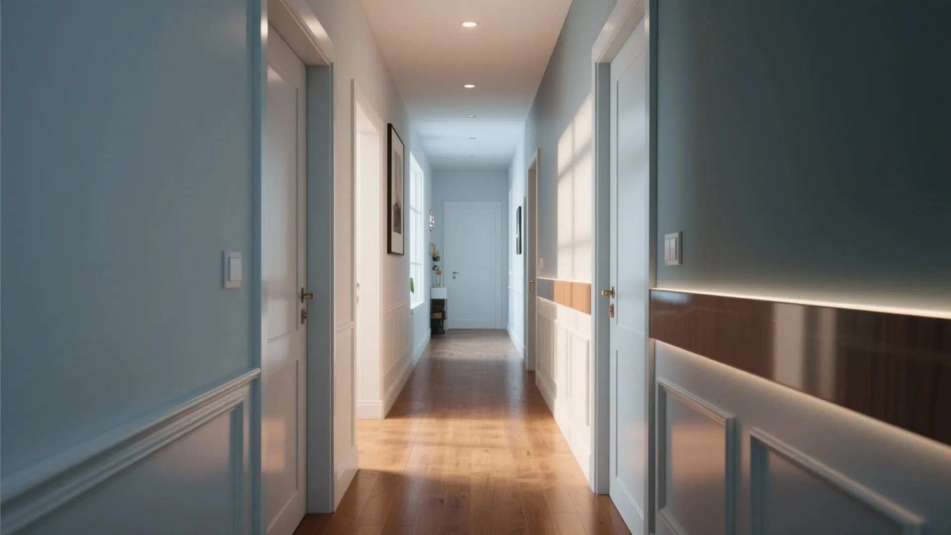 1. Brighten narrow hallways with targeted sheen