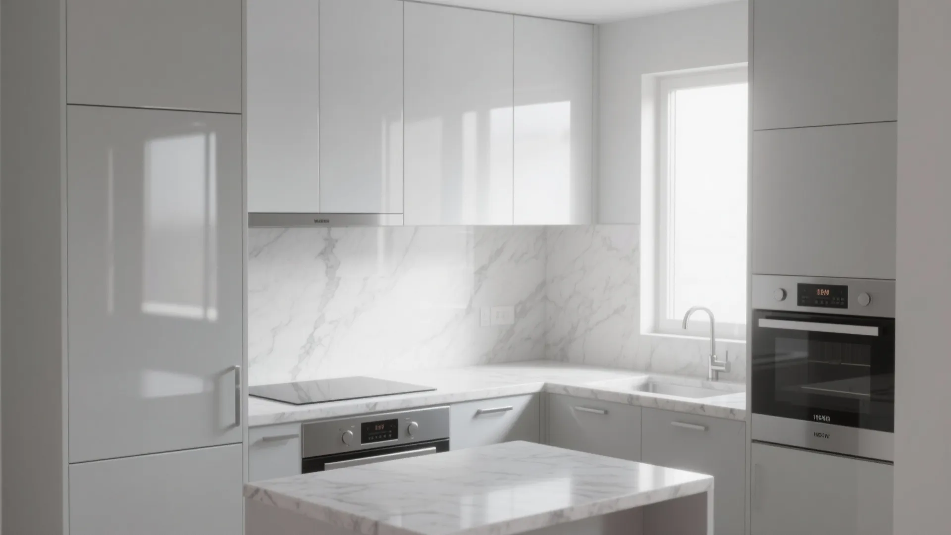 1. Bright Monochrome with Glossy Finishes