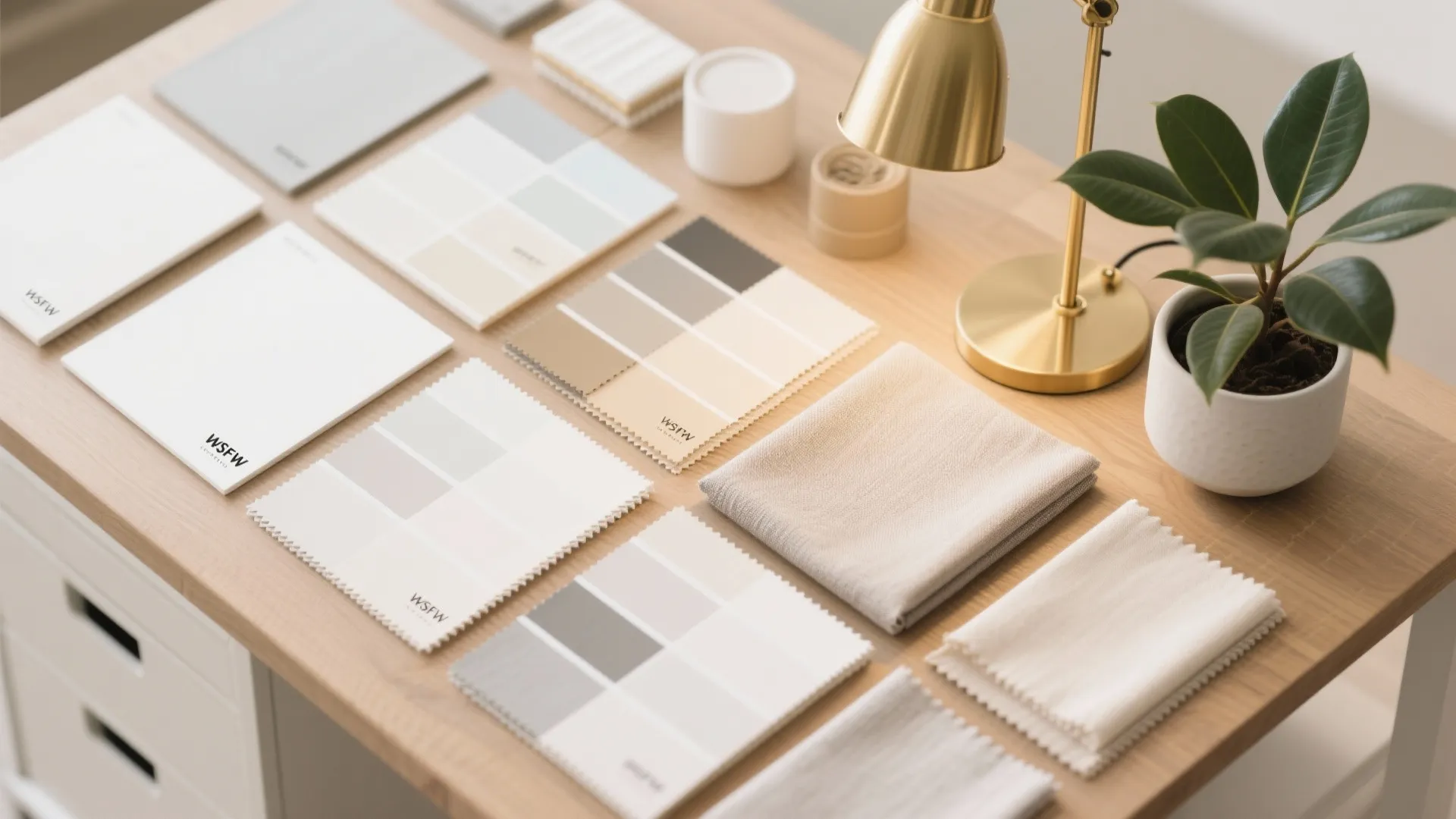 Light color swatches and materials for small office