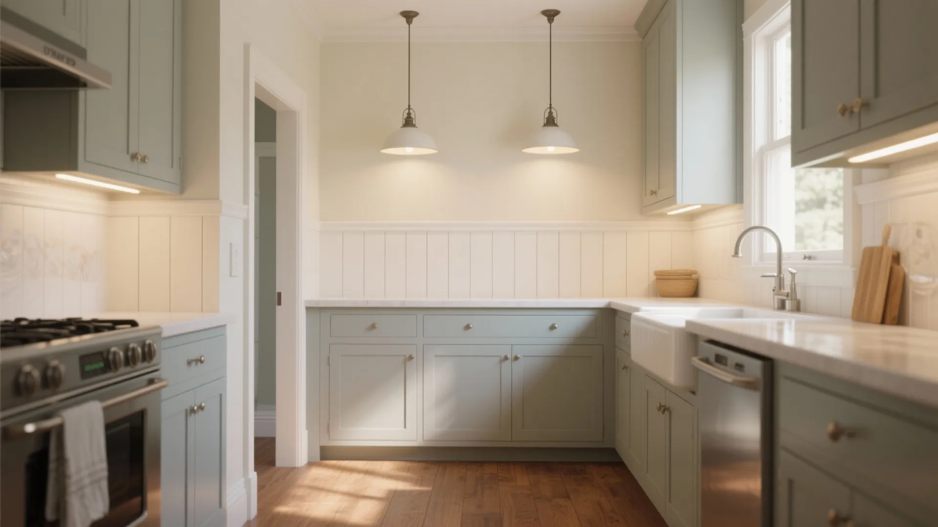 3. Bright paint, shiplap, and smart lighting to make the space feel larger