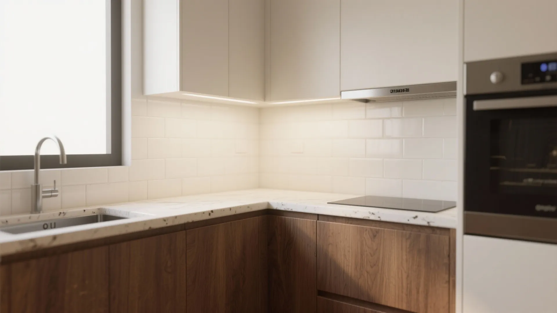 1. Keep walls bright, let cabinets ground the space