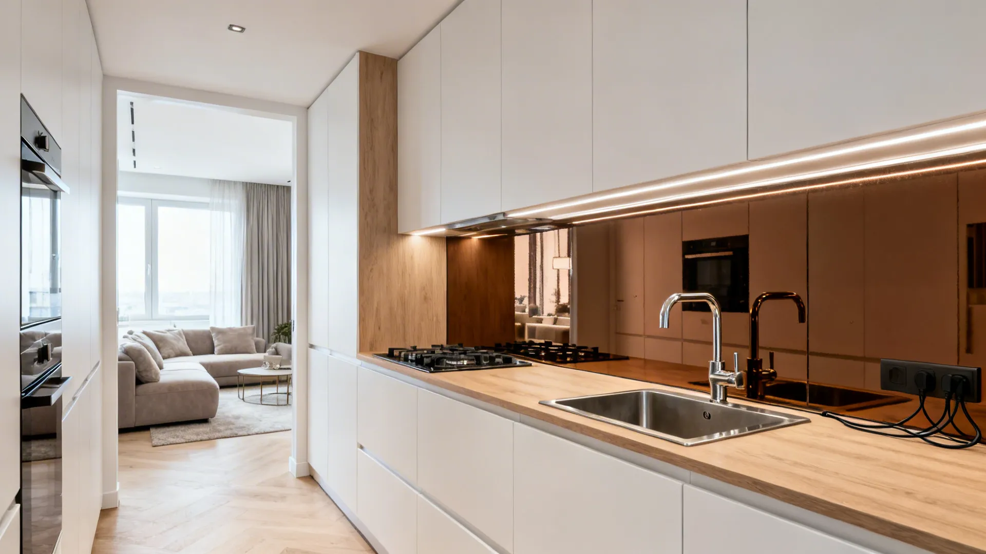 Mirrored Glass for Airy Depth