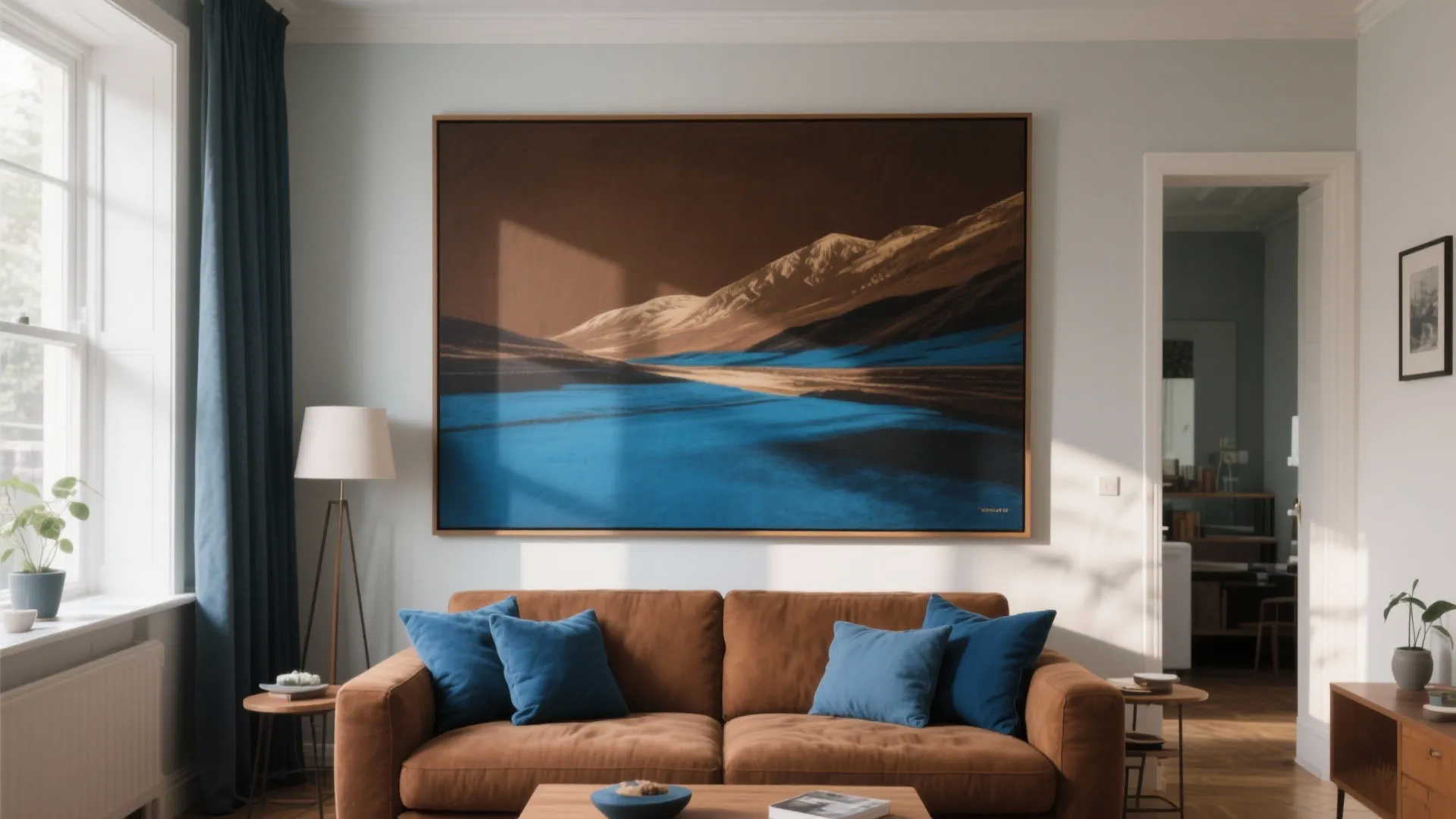 9. Brown and Blue Artwork Focus