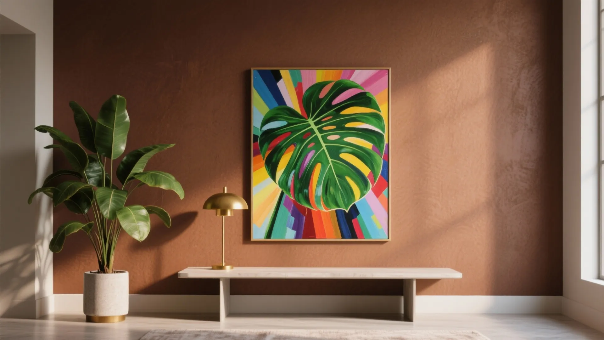 3. Use brown as a neutral backdrop for bold accents