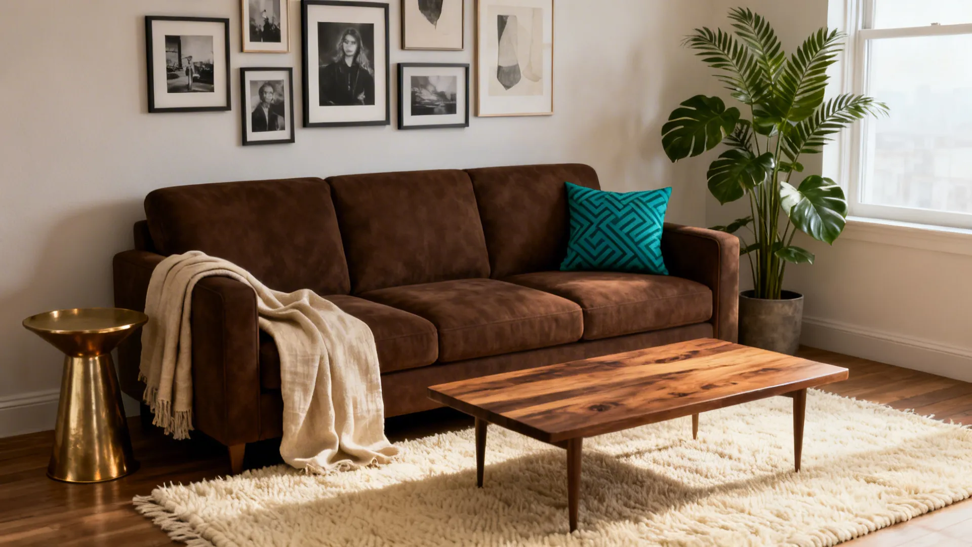 5 Living Room Ideas for a Brown Couch