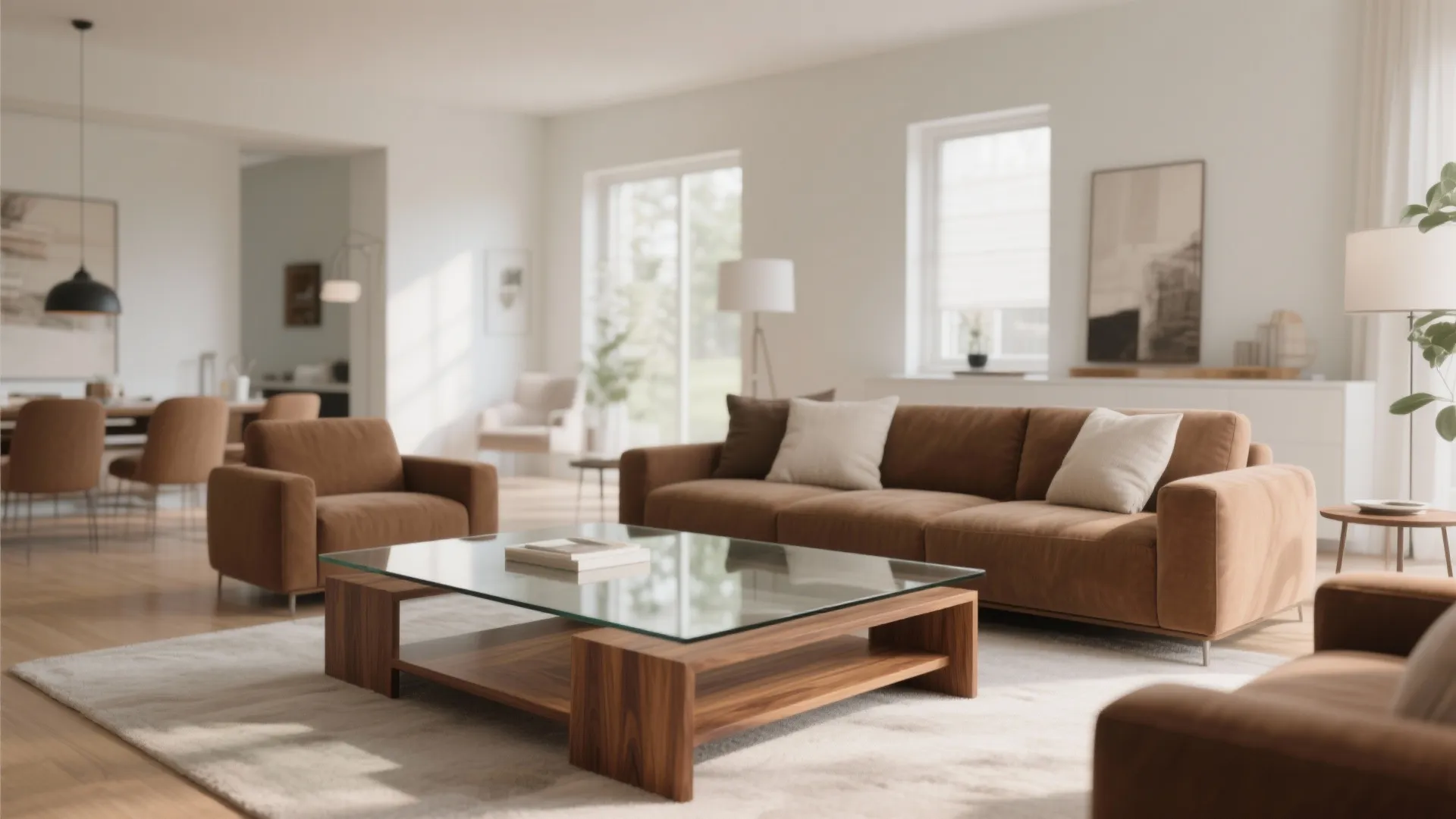 4. Brown and Glass Furniture Mix