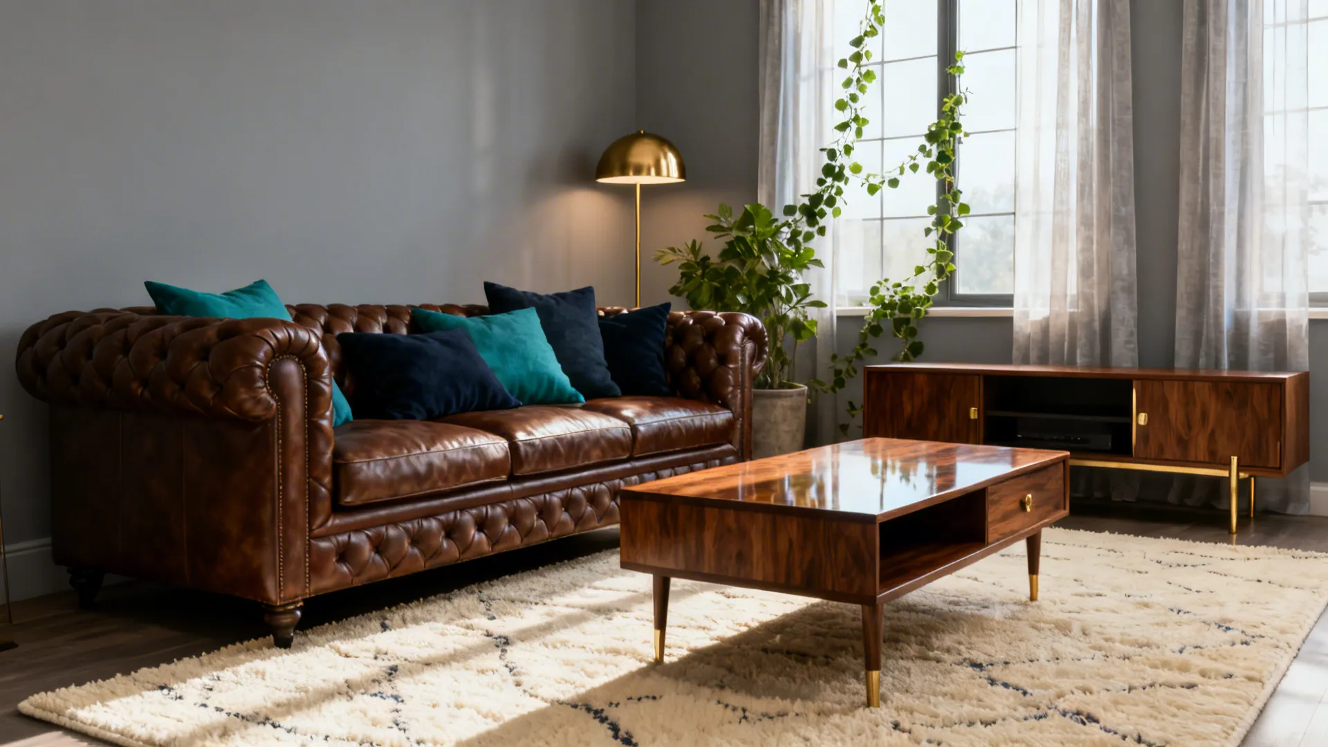 Brown, Gray & Blue: 5 Small-Space Living Room Ideas