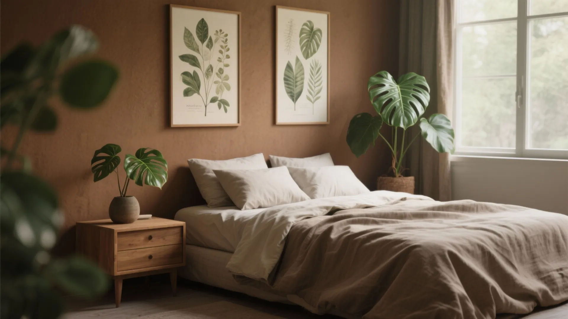 4. Brown + Green for an Organic Retreat