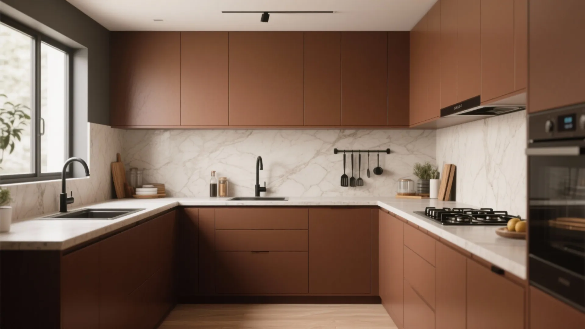 5. Make brown an accent that ties cabinetry and walls