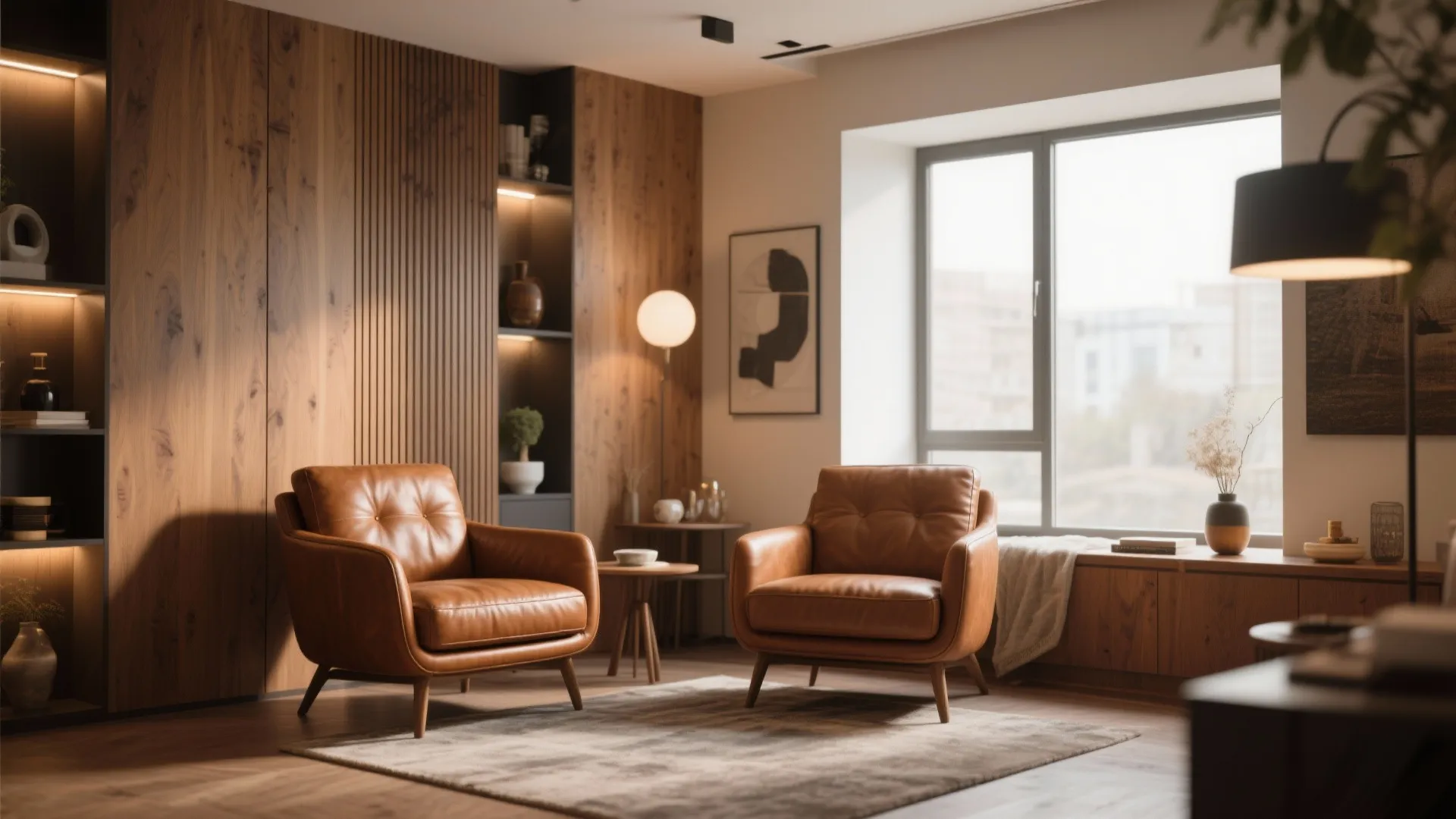 Brown Leather Armchairs for Warmth
