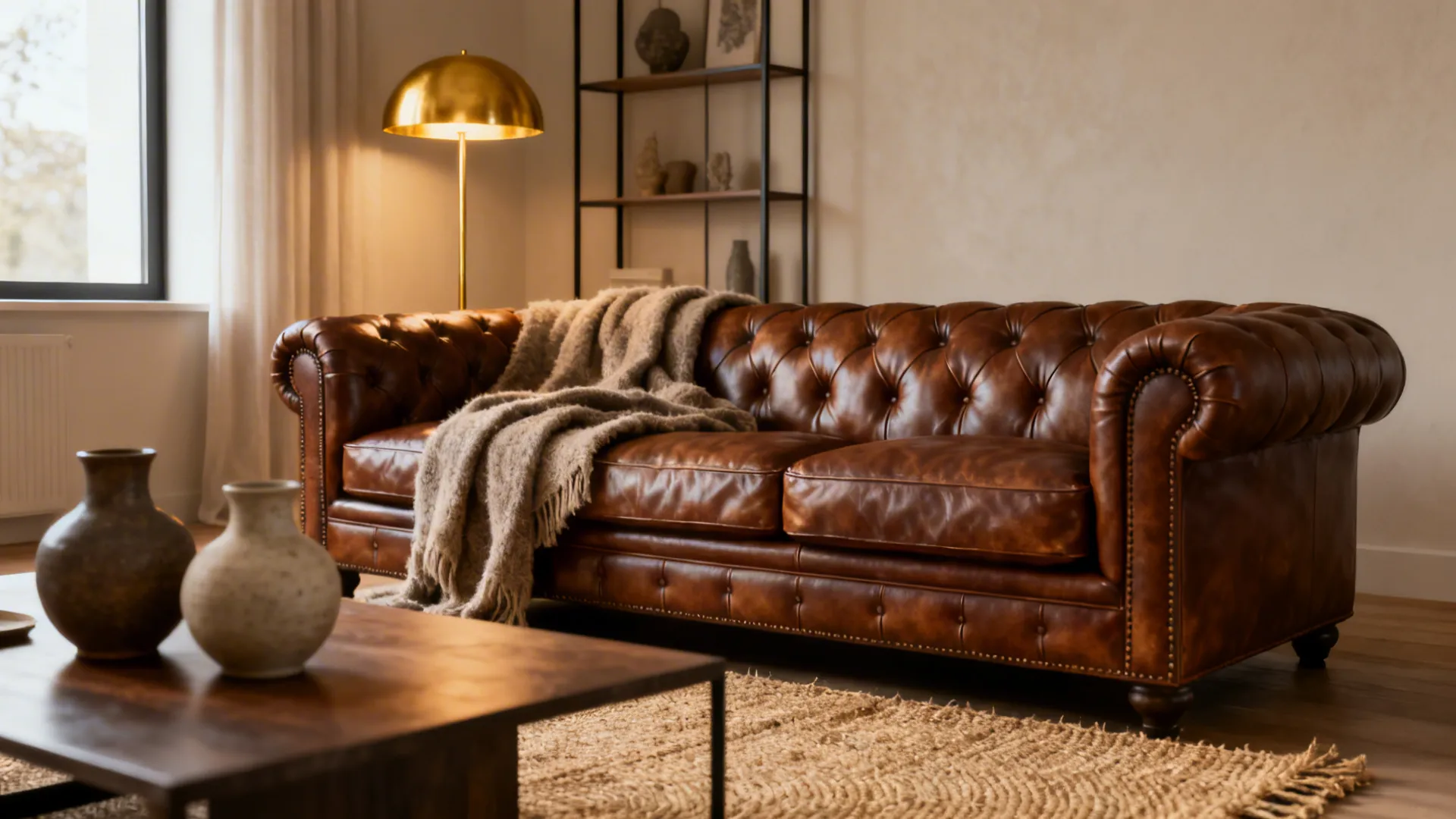 Cozy Living Room Ideas with a Brown Leather Sofa